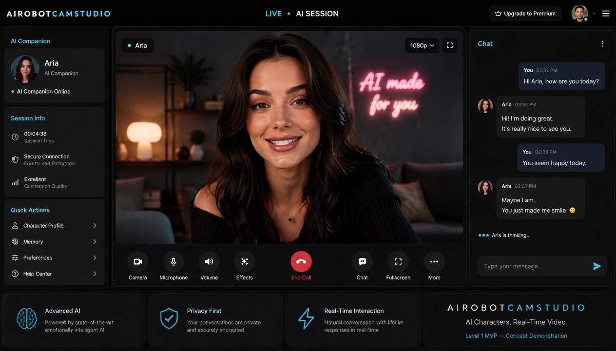 Aria — Real-Time AI Conversation — concept demo poster